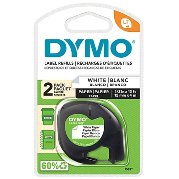 DYMO Paper Labels Refills, White Paper, 2-Pack