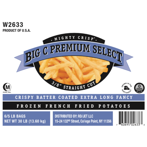 Frozen Big C - Coated French Fries, 3/8" - 30 lbs