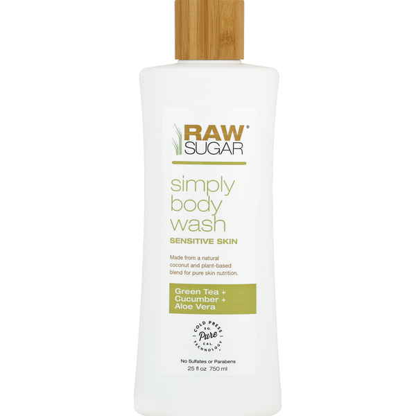 Raw Sugar Body Wash, Simply, Sensitive Skin, Green Tea + Cucumber