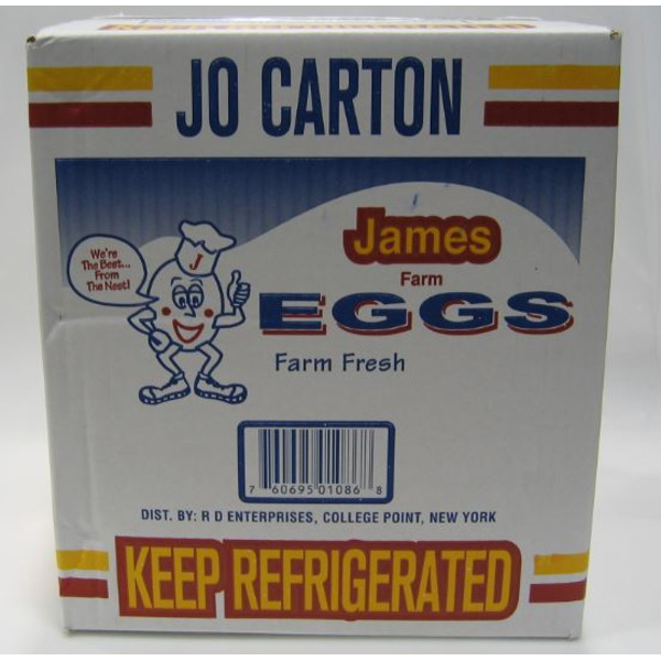 James Farm - Jumbo White Eggs, in Cartons - 12 Dozen