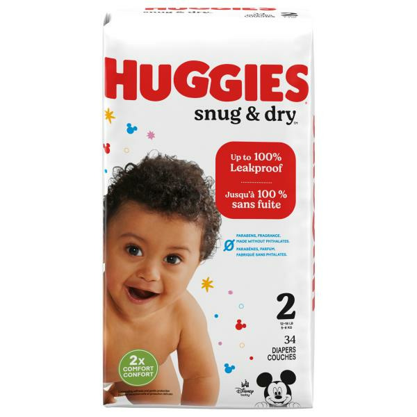 Publix Huggies Snug Dry Baby Diapers, Size (12-18 lbs) Same