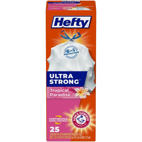Hefty 13 Gallon Tropical Paradise Tall Kitchen Drawstring Bags
