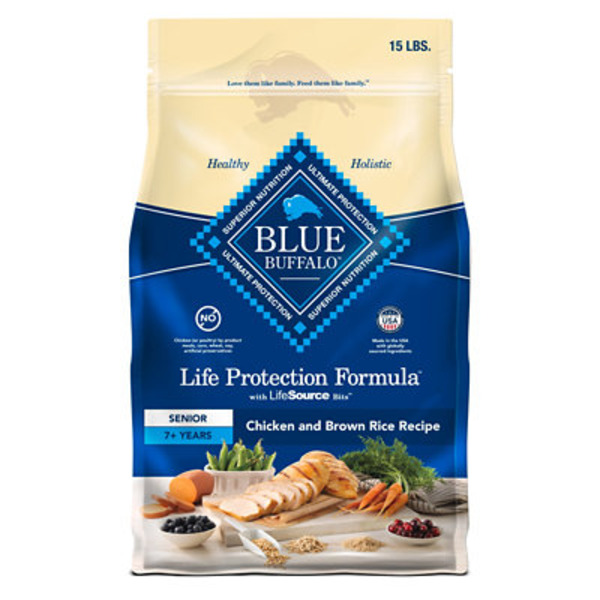 Blue Buffalo Life Protection Formula Natural Senior Dry Dog Food, Chicken and Brown Rice