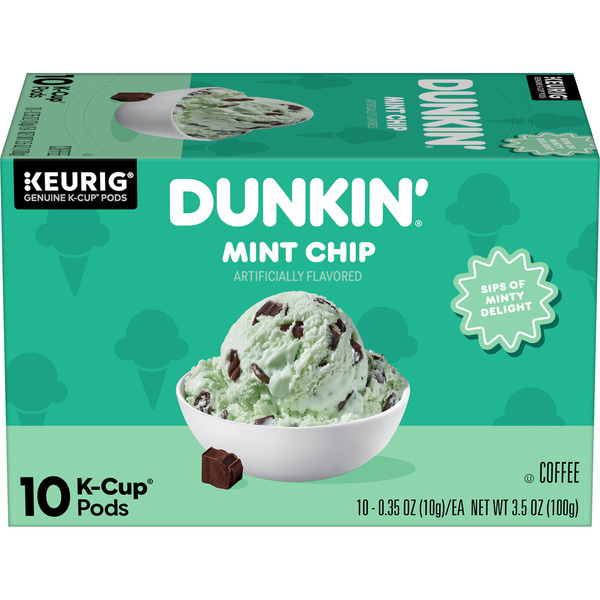 Dunkin' Mint Chip Artificially Flavored, Dark Roast, Coffee, Keurig K-Cup Pods