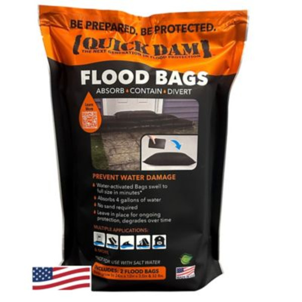 Quick Dam 1 x 2 ft. Water Activated Flood Bags, 2 pk.