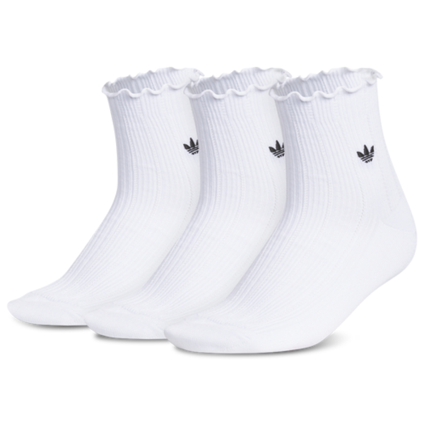 adidas Ruffle Quarter Socks, M - White/Black, 3 Pack