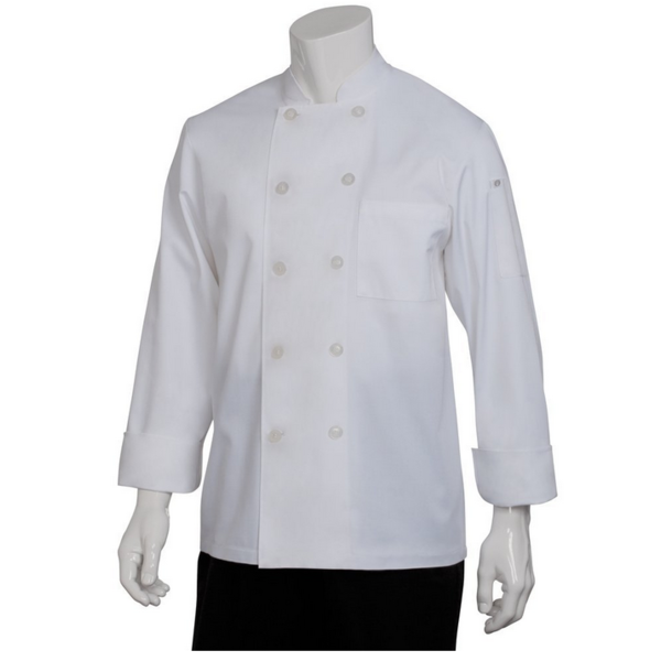 Le Mans Chef Coat, double-breasted, long sleeves, white, small