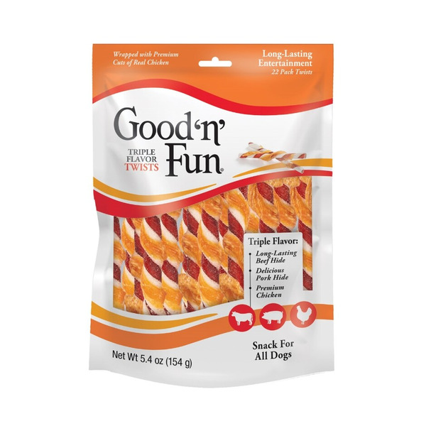 Good 'n' Fun Snack for All Dogs, Triple Flavor, Twists Same-Day