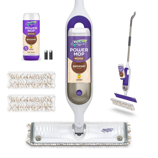 Swiffer Power Mop Wood Starter Kit (1-power Mop, 2-pads, Cleaning Solution And Batteries)