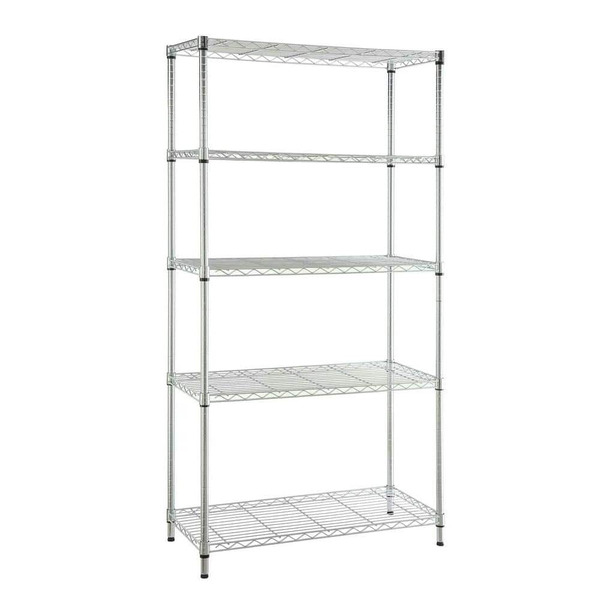 HDX 5-tier Steel Wire Shelving Unit In Chrome (36 In. W X 72 In. H X 16 In. D)