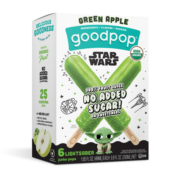 GoodPop Disney Green Apple Lightsaber Star Wars Organic Ice Pops