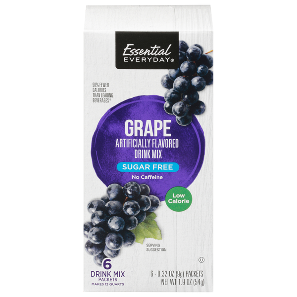 Essential Everyday Drink Mix, Sugar Free, Grape, Light, Packets