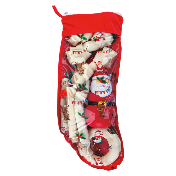 ALDI Heart to Tail Holiday Rawhide Stocking with Santa Toy SameDay