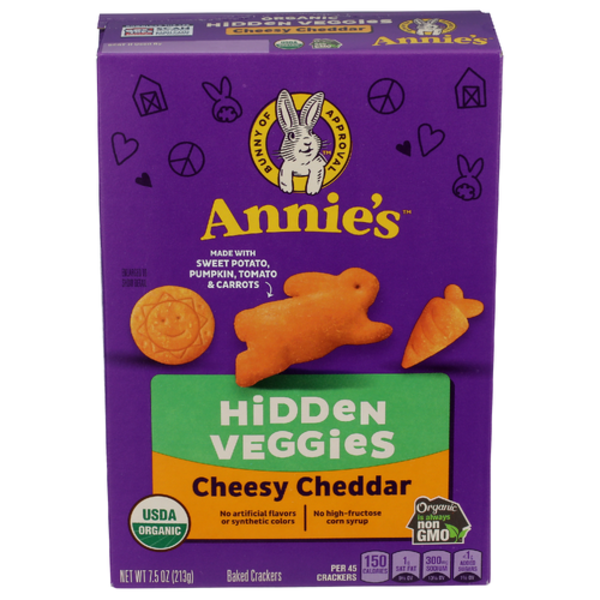 Annie's Organic Cheesy Cheddar Crackers With Hidden Veggies