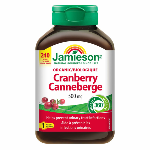 Jamieson 500mg Organic Cranberry Vegan Capsules