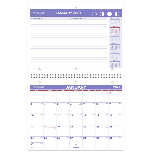 AT-A-GLANCE 2027 Monthly Desk/Wall Calendar, Small, 11 x 8.5 in