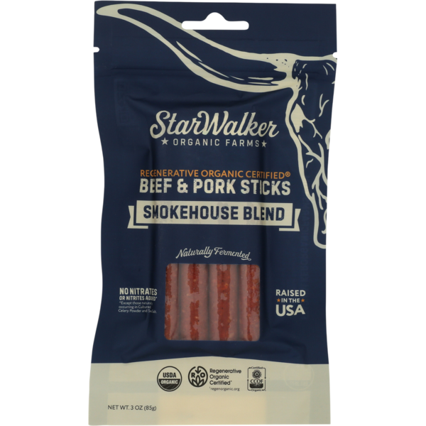 Starwalker Organic Farms Beef & Pork Sticks Smokehouse Blend