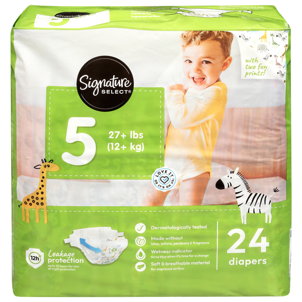Signature SELECT Diapers, Size 5 (27+ lbs)