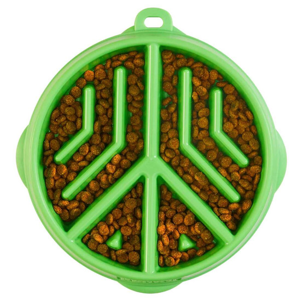 Outward Hound Medium Peace Green Fun Feeder Slo-Bowl
