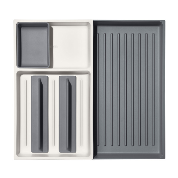 OXO Good Grips Expandable Kitchen Tool Drawer Organizer - White & Gray - Large