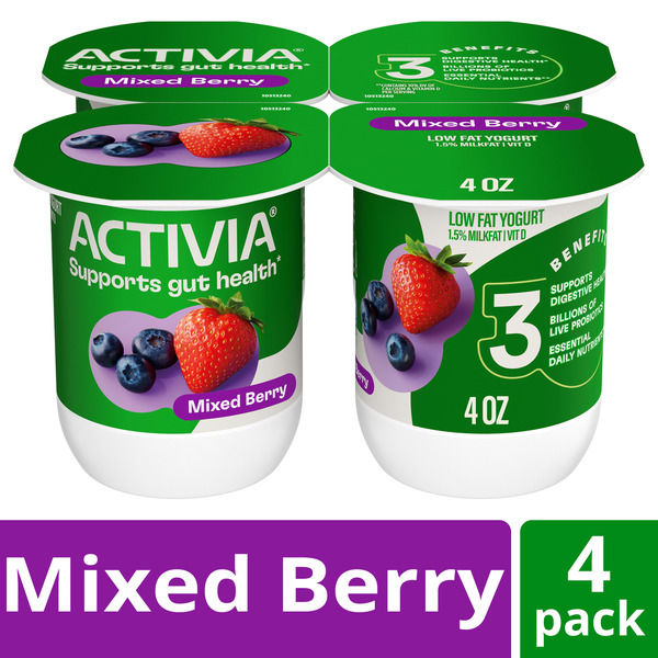 Activia Mixed Berry Probiotic Yogurt, Delicious Low Fat Yogurt