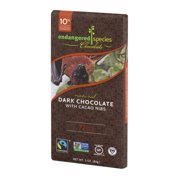 Endangered Species Chocolate Dark Chocolate With Cacao Nibs 72 Cocoa