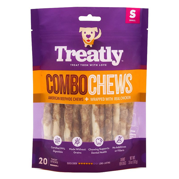 Treaty Beefhide Twist Meat Wrap Chicken Chews