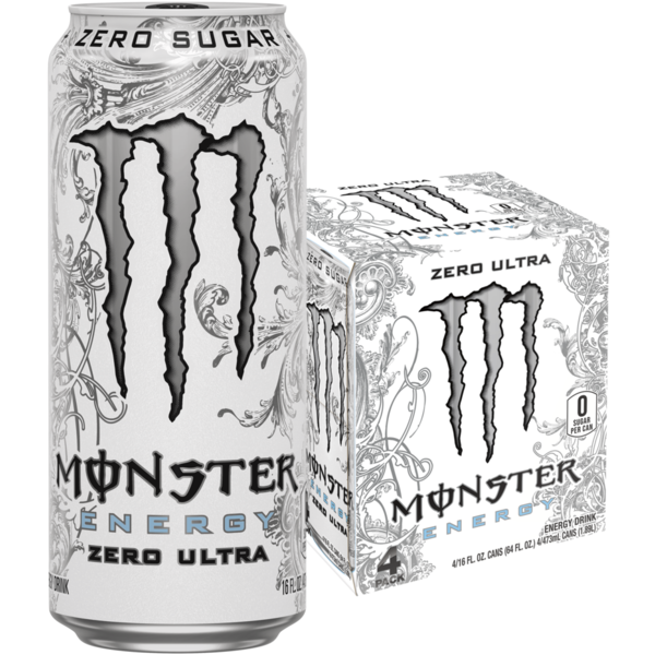 Monster Energy Ultra Monster Energy, Zero Ultra, Sugar Free Energy Drink, 4  Pack