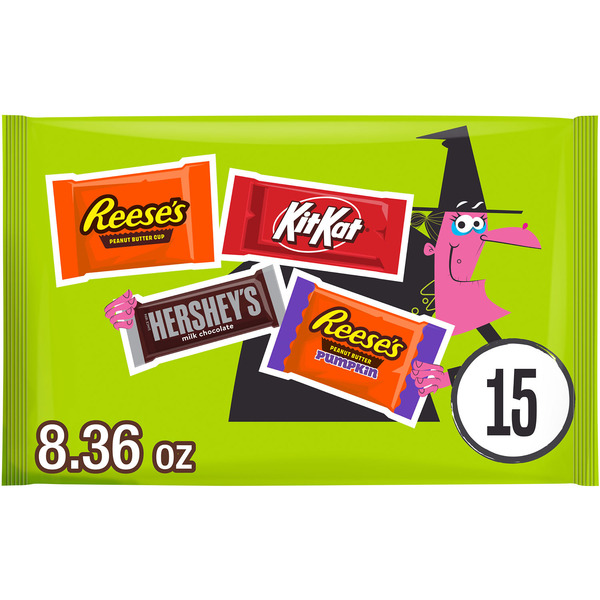HERSHEY'S, KIT KAT® and REESE'S Assorted Chocolate, Halloween Candy Variety Bag, 8.36 oz (15 Pieces)
