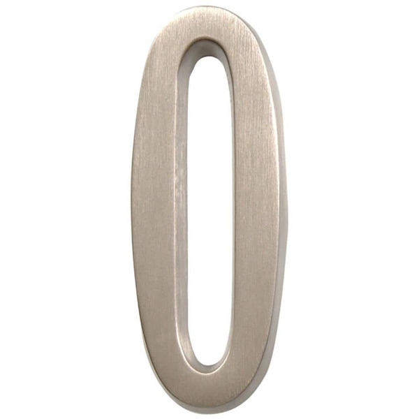 Everbilt 4 In. Satin Nickel Flush Mount Self-adhesive House Number 0