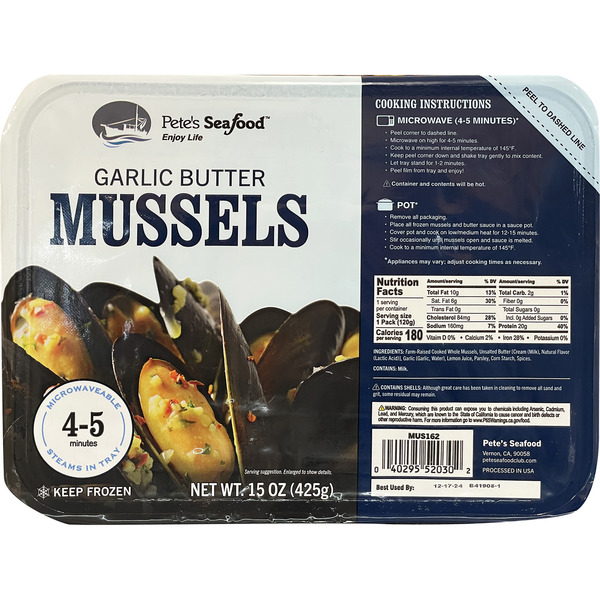 Pete’s Seafood Garlic Butter Mussels