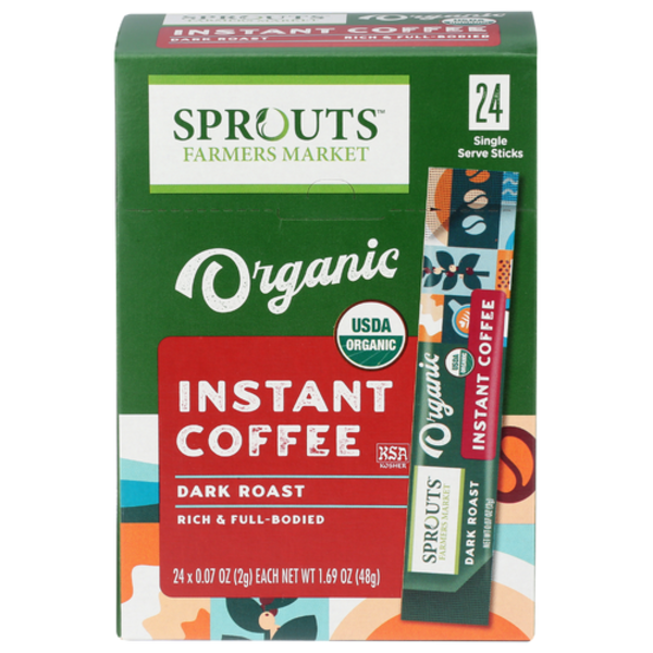 Sprouts Organic Dark Roast Single Serve Instant Coffee 24 Pack