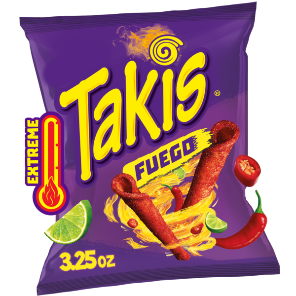 Takis Fuego 3.25 oz Snack Size Bag, Hot Chili Pepper & Lime