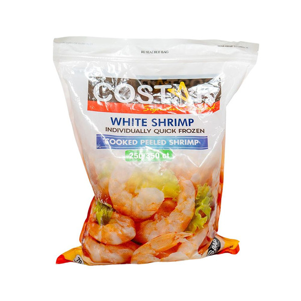 Frozen Shrimp - Cooked, Peeled & Undeveined, Tail-off- 250-350 ct- 5 lb