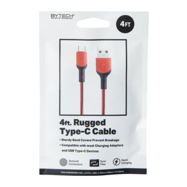 Bytech Rugged USB Type-C Cable - Red