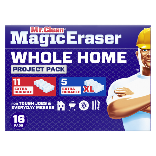 Mr. Clean Magic Eraser Whole Home 2.2 In. Scrubbing Pad Cleaning Sponge(11-extra Durable, 5-extra Durable Xl)(16-count)