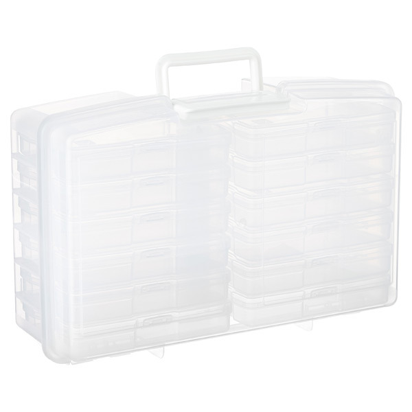 IRIS USA 12-Case 4" x 6" Photo & Embellishment Storage Carrier & Craft Keeper - Translucent - 16" x 10-1/4" x 5" High