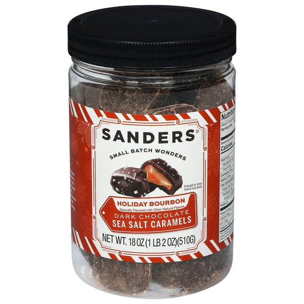 Sanders Sea Salt Caramels, Holiday Bourbon, Dark Chocolate Same