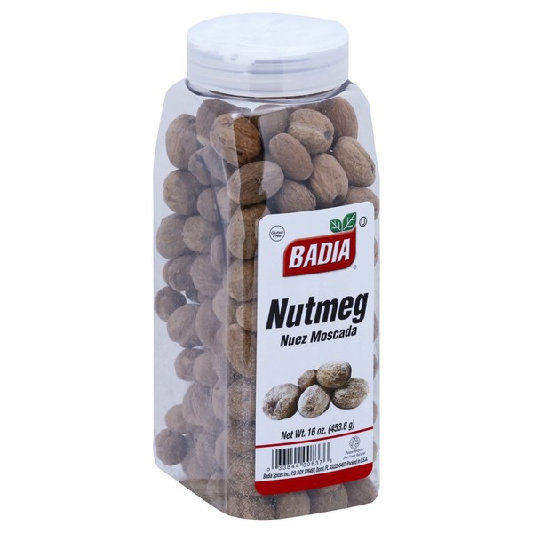 BADIA WHOLE NUTMEG, 16 OZ