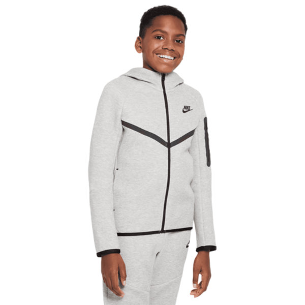 Nike Boys' Tech Fleece Full-Zip Sweatshirt - Dark Grey Heather & Black