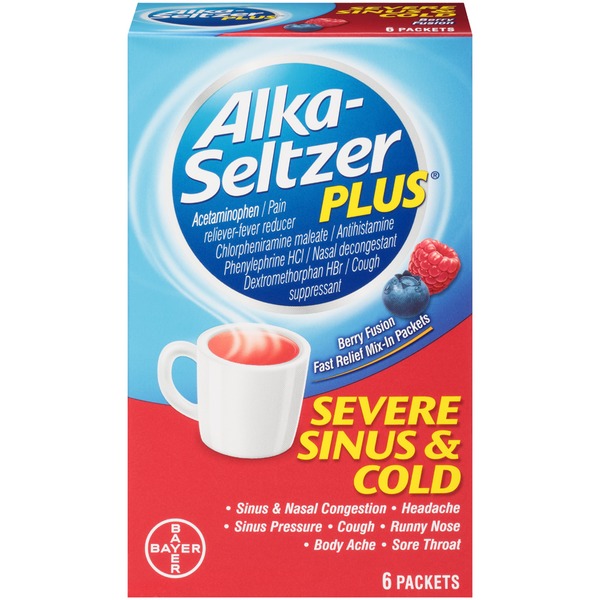 AlkaSeltzer Plus Severe Sinus & Cold Berry Fusion Mixin Packets Pain