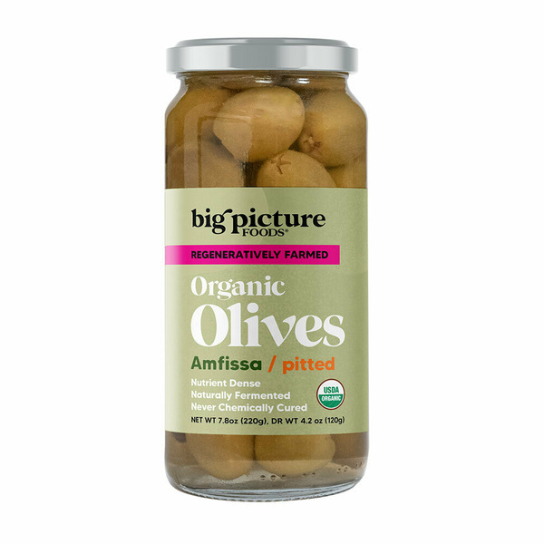 Big Picture Foods Regenerative Organic Green Amfissa Olives Same