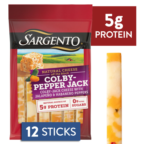 Sargento Colby-Pepper Jack Natural Cheese Sticks, 12-Count