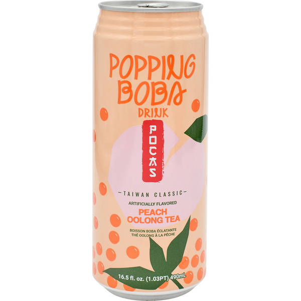 Pocas Peach Oolong Tea Popping Boba Drink