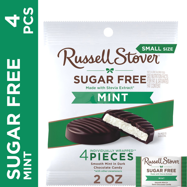 Russell Stover Sugar Free Dark Chocolate Mint Candy, 2 oz. bag
