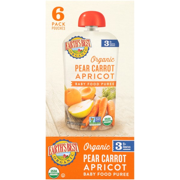 Earth's Best Stage 3 Pear Carrot Apricot Organic Baby Food Puree (4.2
