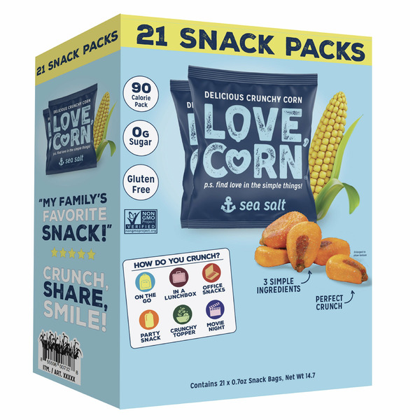 LOVE CORN Sea Salt, 0.7 oz, 21-count