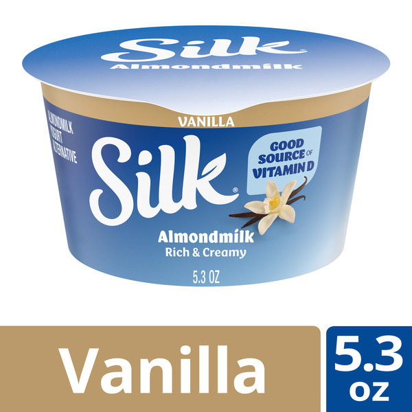 Silk Dairy Free Vanilla Almond Milk Yogurt Alternative, Plant-Based, Gluten Free, 5.3 OZ Container
