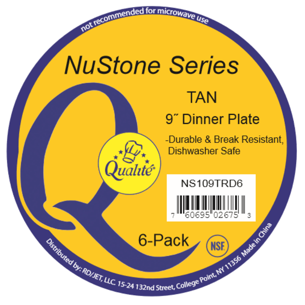 Qualite - 9" Tan Dinner Plates - 6 Pk