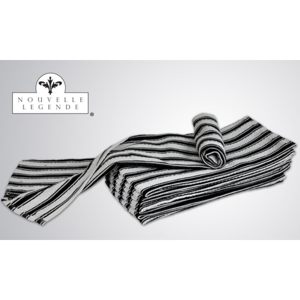 Euro & Oreilly - Basketweave White & Black Kitchen Towels - 8 Pk